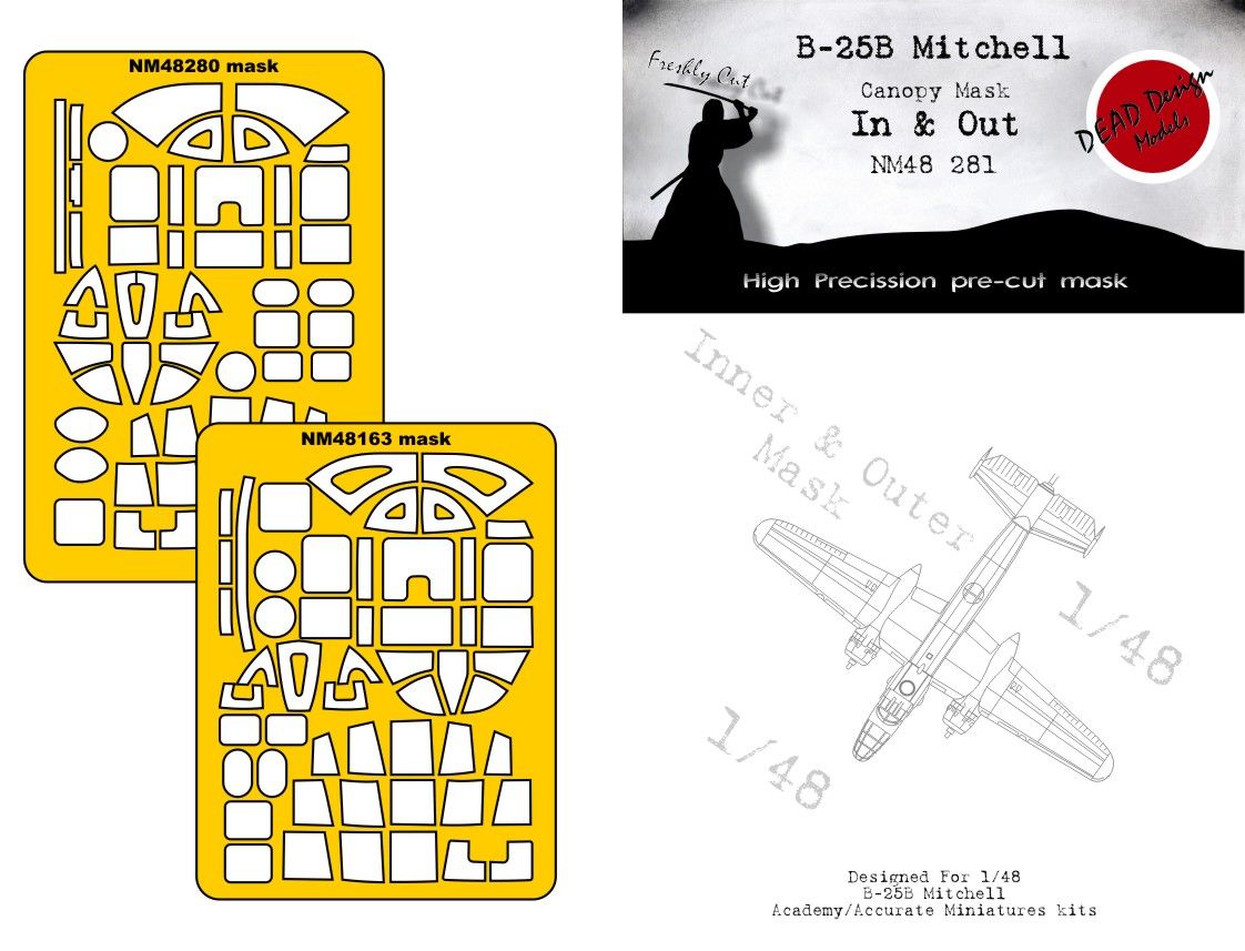 1:48 B-25B Mitchell Canopy  mask (inside and outside) Academy/Accurate