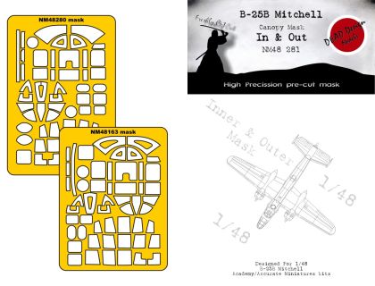 1:48 B-25B Mitchell Canopy  mask (inside and outside) Academy/Accurate