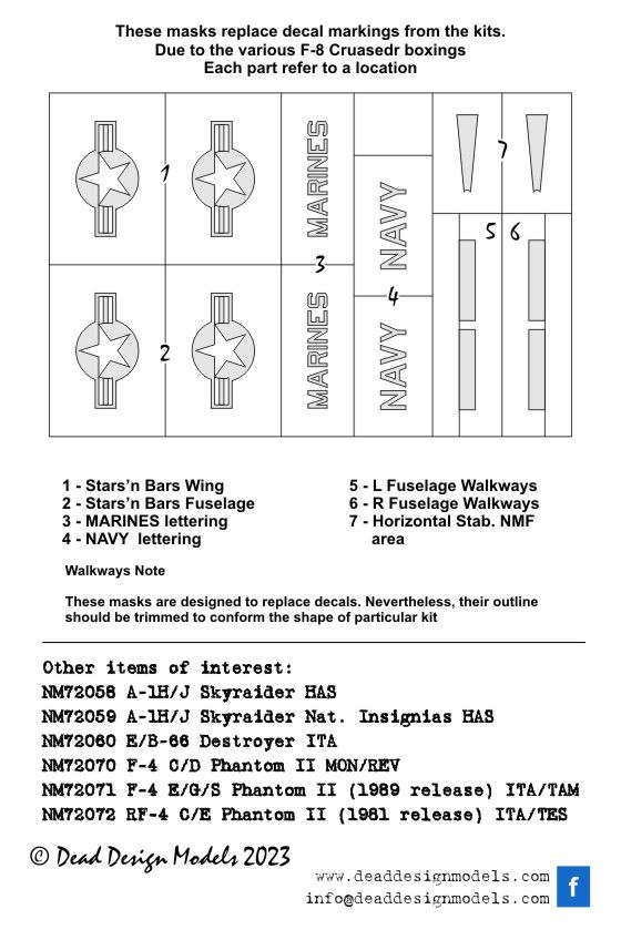 1:72 F-8 Crusader - National Insignias & Stencils for Hasegawa, Academy, Italeri