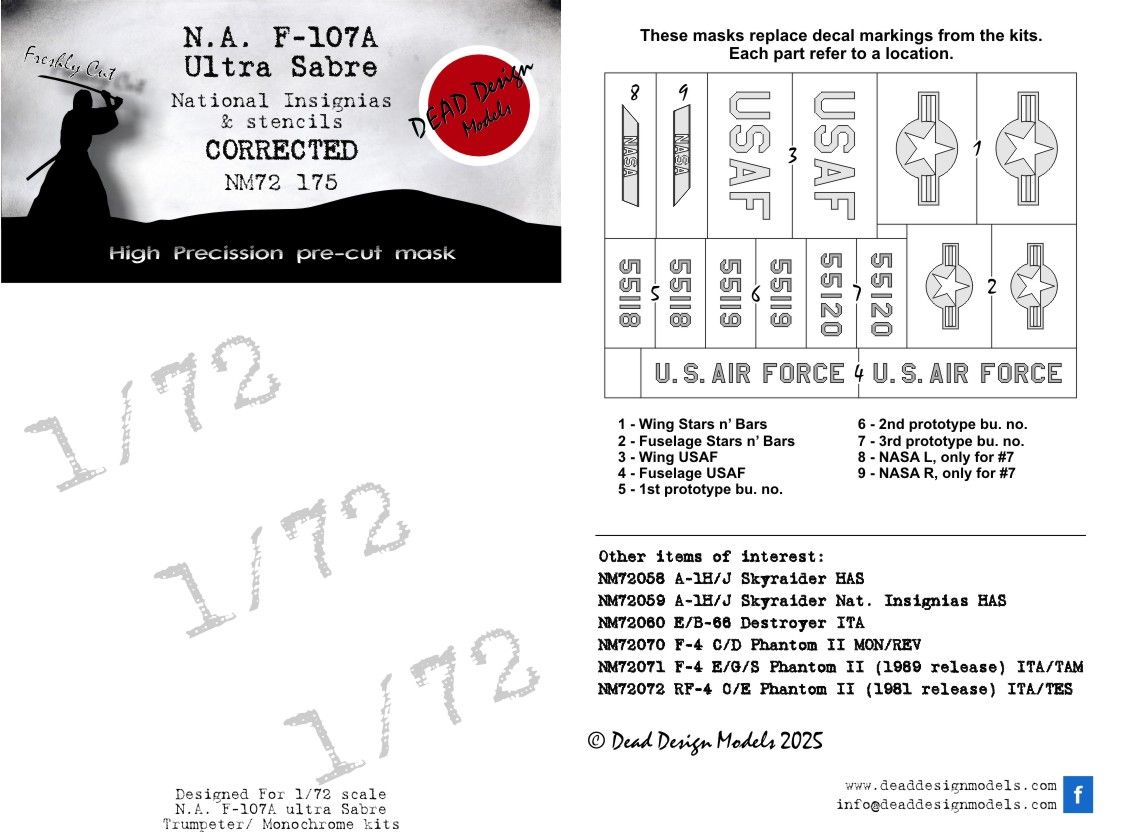 1:72 F-107 Ultra Sabre National Insignia  Trumpeter