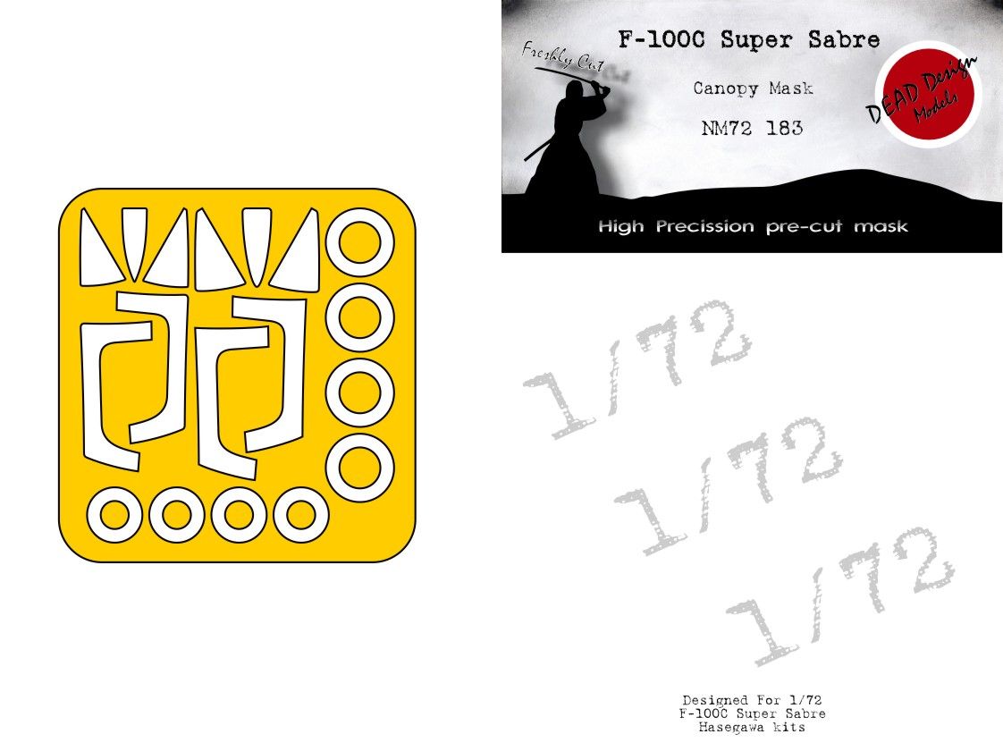 1:72 F-100C Super Sabre canopy mask (Hasegawa)