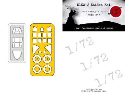1:72 N1K2-J Shiden Kai - Vacu Canopy & Mask for Aoshima