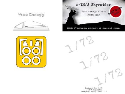 1:72 A-1H/J Skyraider - Vacu Canopy & Mask for Hasegawa, Hobby 2000