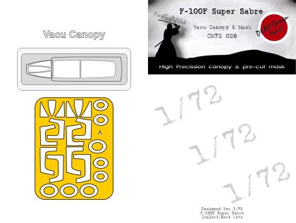 1:72 F-100F Super Sabre Vacu Canopy & Mask Esci/Italeri