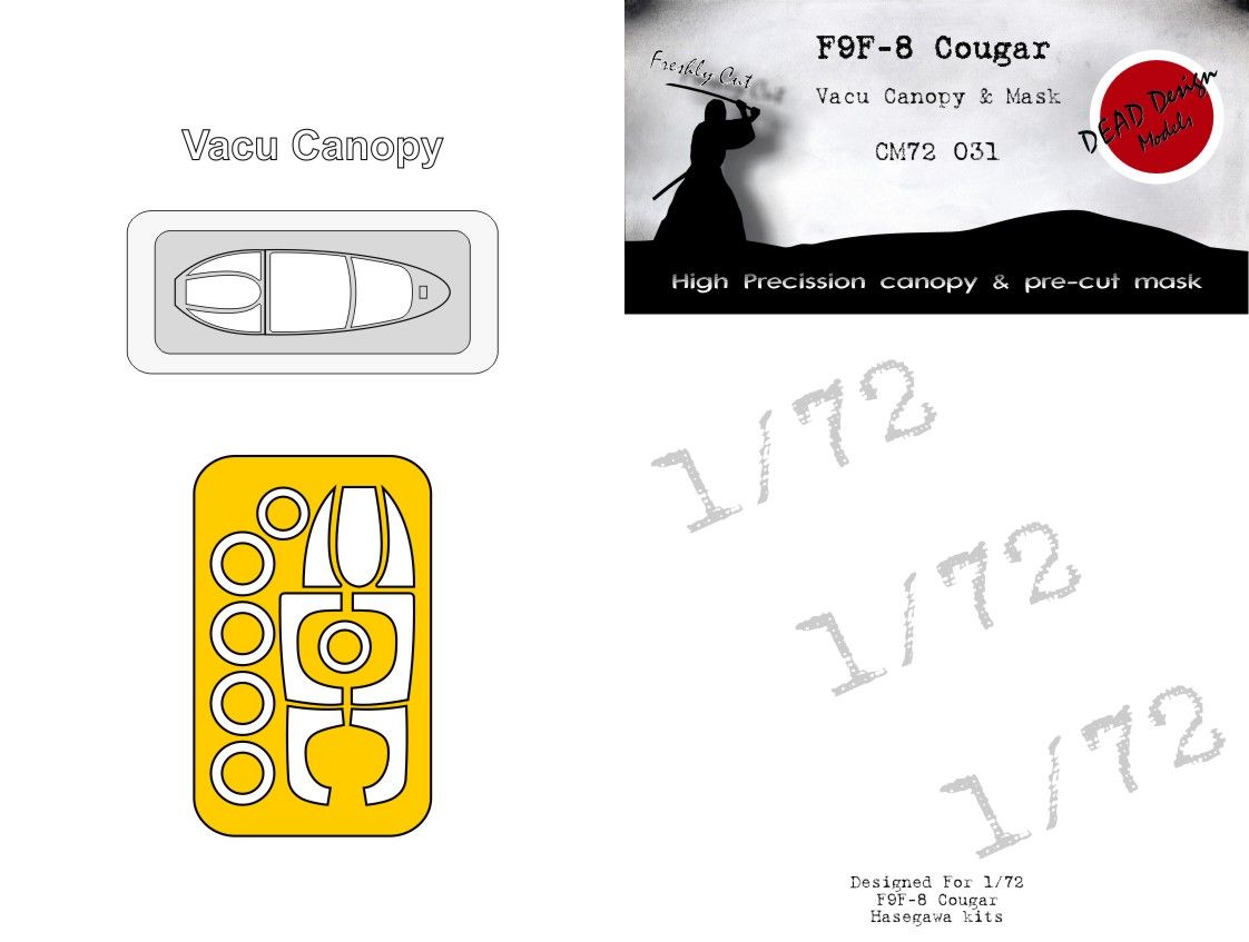 1:72  F9F-8 Cougar Vacu Canopy And Mask Hasegawa