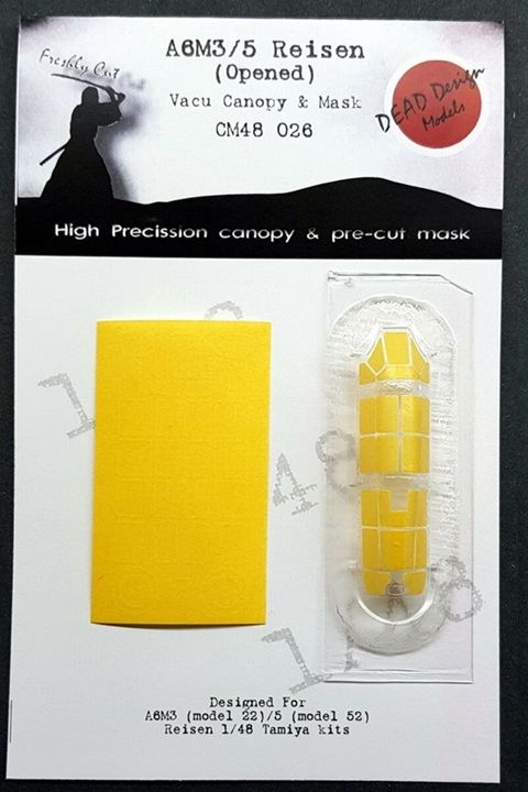 1:48 A6M3 model 22/ A6M5 model 52 Vacu Canopy & Mask Opened Tamiya