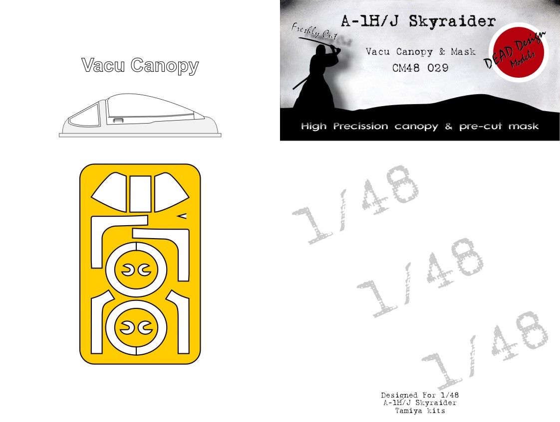 1:48 A-1H/J Skyraider - Vacu Canopy & Mask for Tamiya