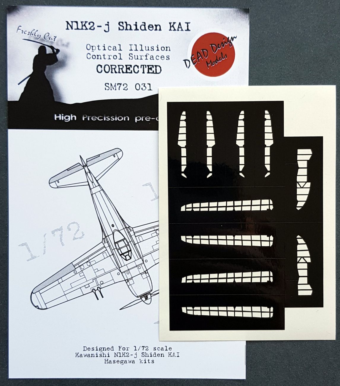1:72 N1K2-j Shiden KAI - Optical Illusion Control Surfaces (CORRECTED) for Hasegawa