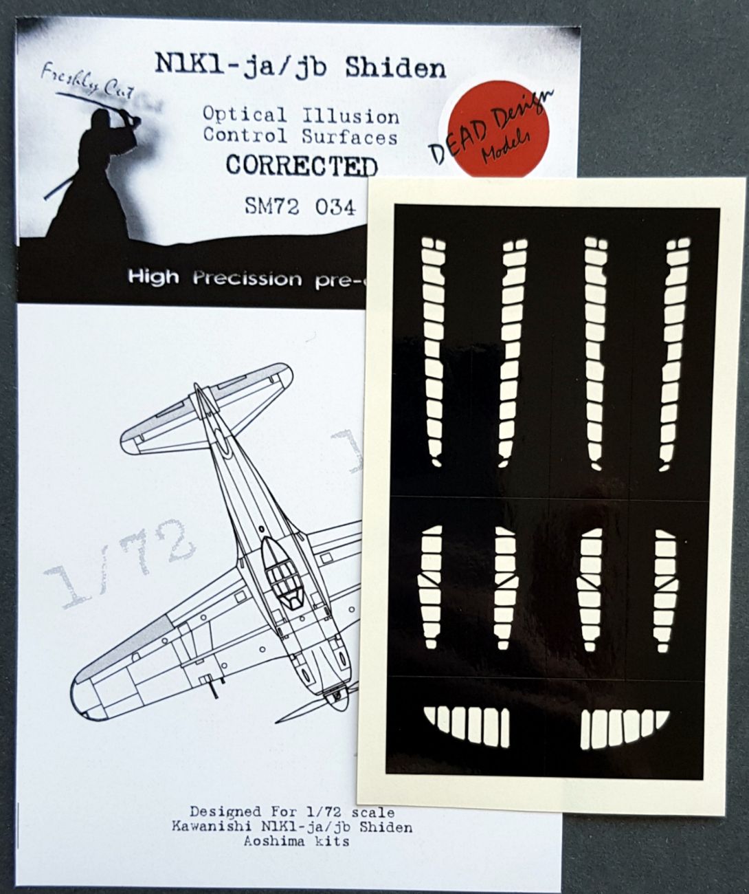 1:72 N1K1-ja/jb Shiden - Optical Illusion Control Surfaces (CORRECTED) for Aoshima