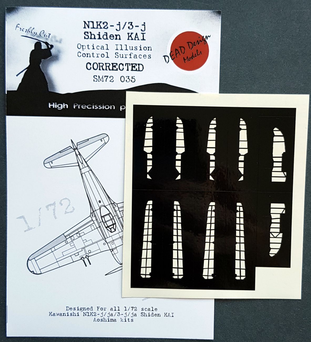 1:72 N1K2-j/3-j Shiden KAI - Optical Illusion Control Surfaces (CORRECTED) for Aoshima