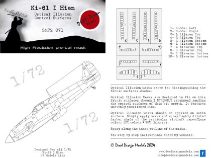 1:72 Ki-61 I Hien 3D/optical illusion paint mask for control surfaces RS models