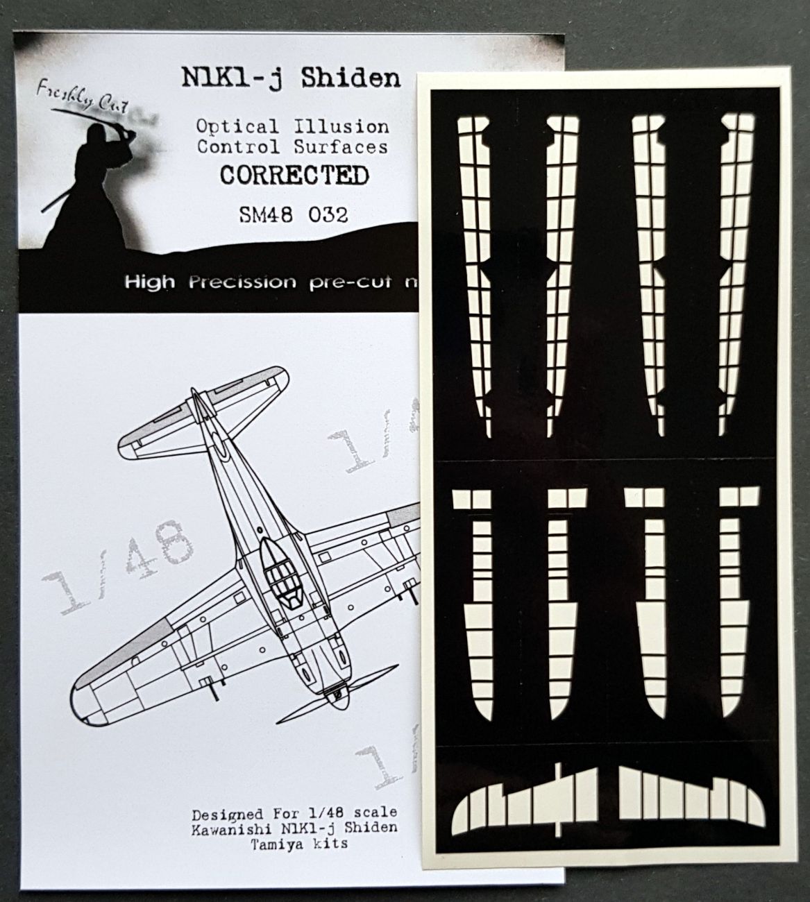1:48 N1K1-j Shiden - Optical Illusion Control Surfaces (CORRECTED) for Tamiya