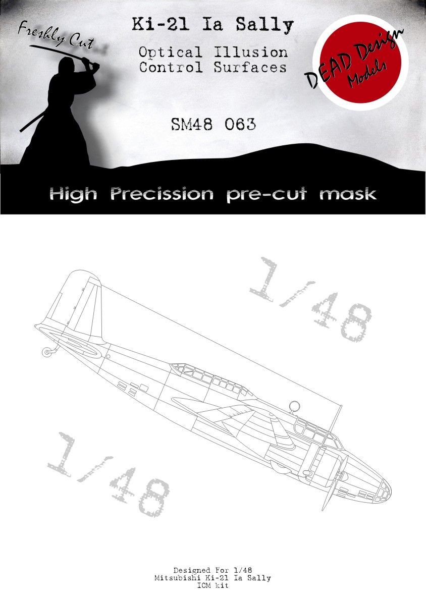 1:48 Mitsubishi Ki-21 Ia Sally - Control Surfaces Masks (for ICM kits)