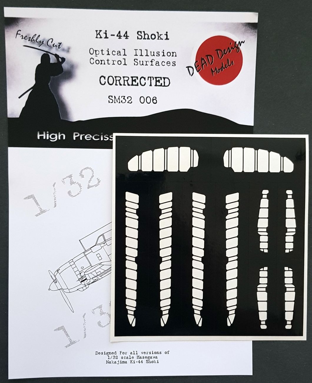 1:32 Nakajima Ki-44 Shoki Control Surfaces Hasegawa
