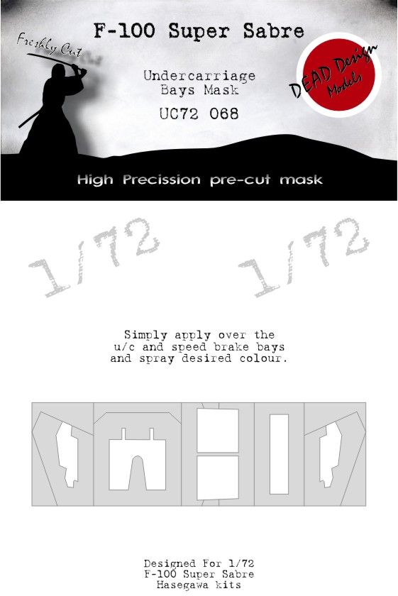 1:72 F-100 Super Sabre - Under Carriage Bays Mask (for Hasegawa kits)