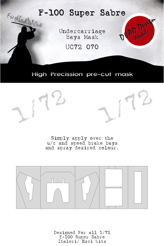 1:72 F-100 Super Sabre - Under Carriage Bays Mask (for Italeri / Esci kits)
