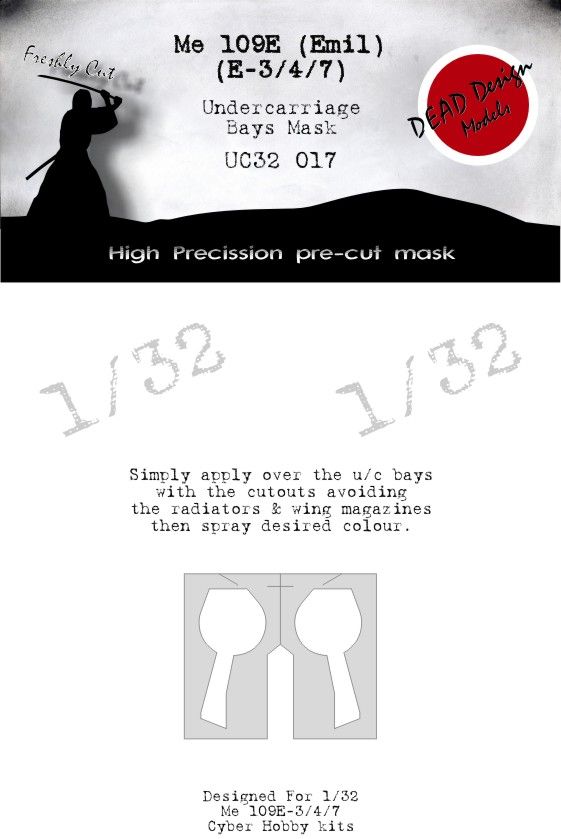 1:32 Bf-109E-3/4/7 undercarriage wheel bay paint mask Cyber Hobby