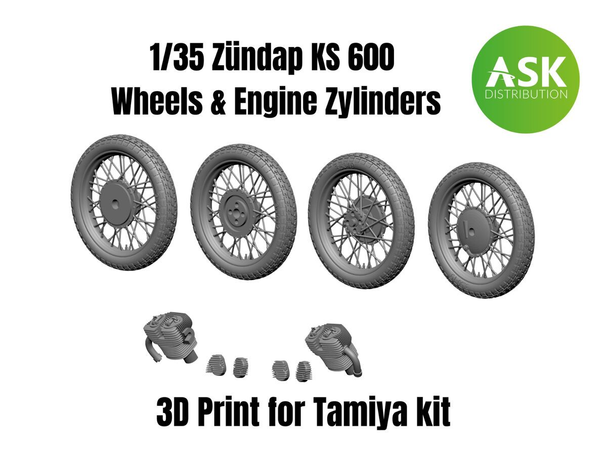 1:35 Zündap KS 600 Wheels and Engine Zylinders