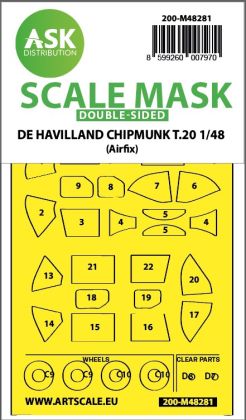 1:48 De Havilland Chipmunk T.20 double-sided express fit mask for Airfix