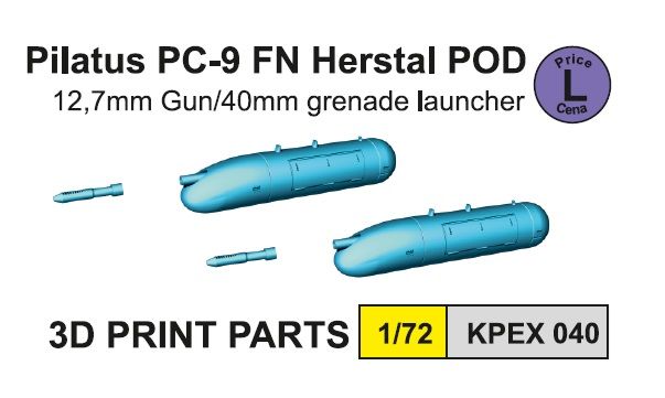 1:72 FN Herstal POD 12,7mm / 40mm grenade launcher (for PC-9)