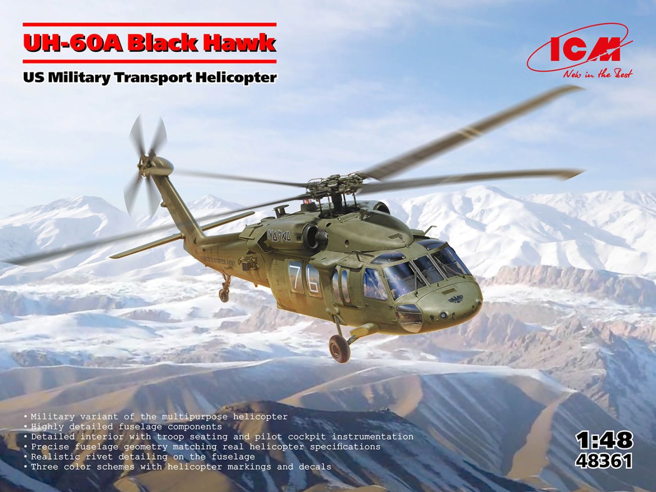 1:48 UH-60A Black Hawk US Military Transport Helicopter