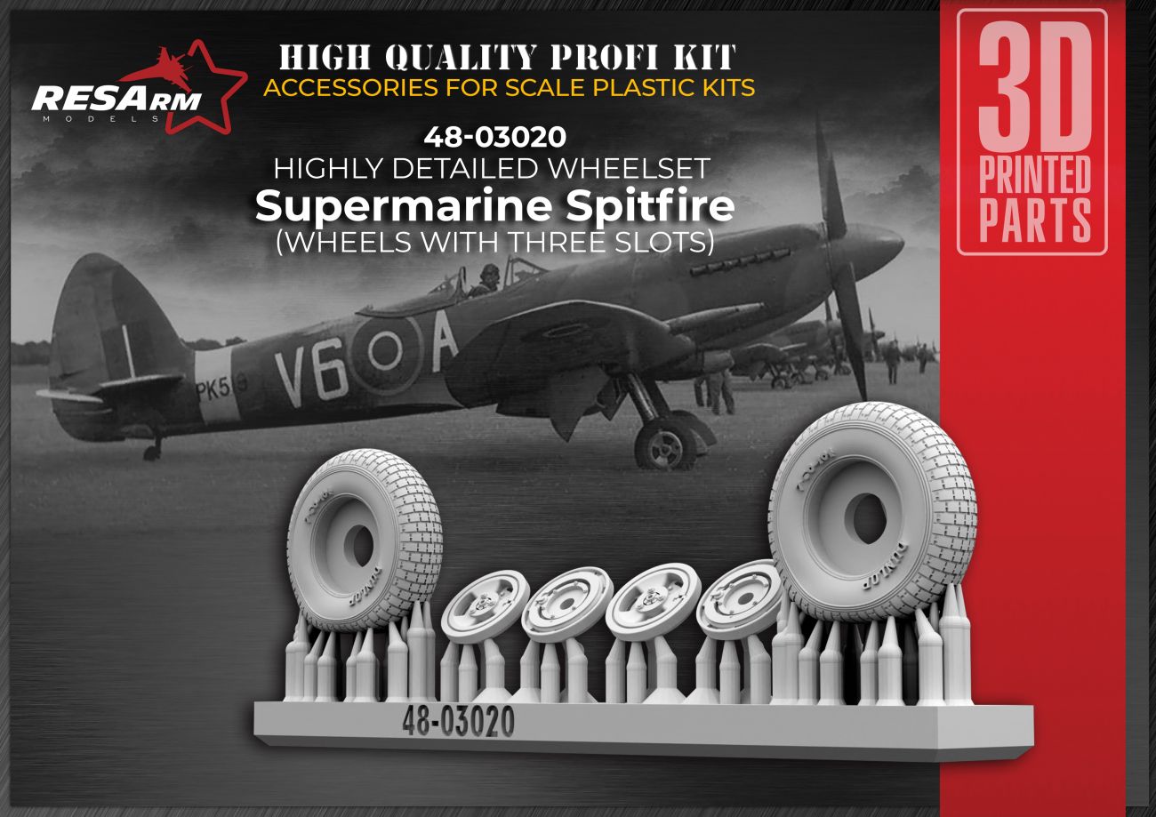 1:48 Supermarine Spitfire Wheels under load (3-spoke wheels)