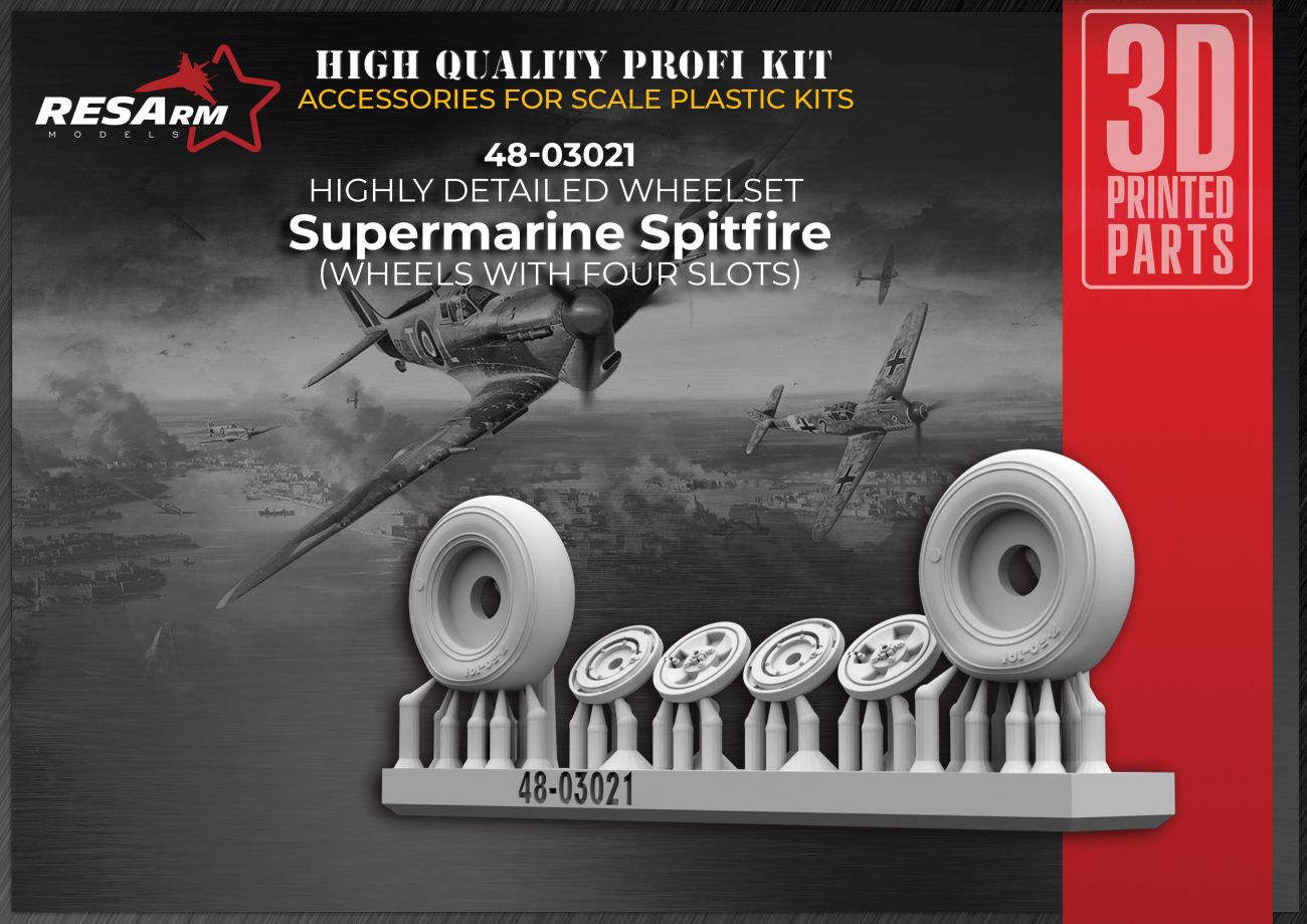 1:48 Supermarine Spitfire Wheels under load (4-spoke wheels)