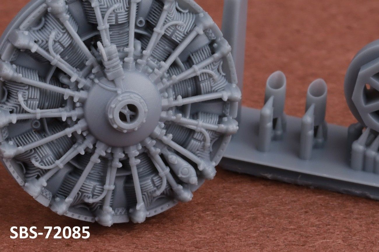 1:72 Finnish Brewster B-239 Buffalo engine & exhaust set