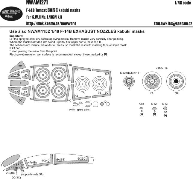 1:48 F-14D Tomcat BASIC kabuki masks
