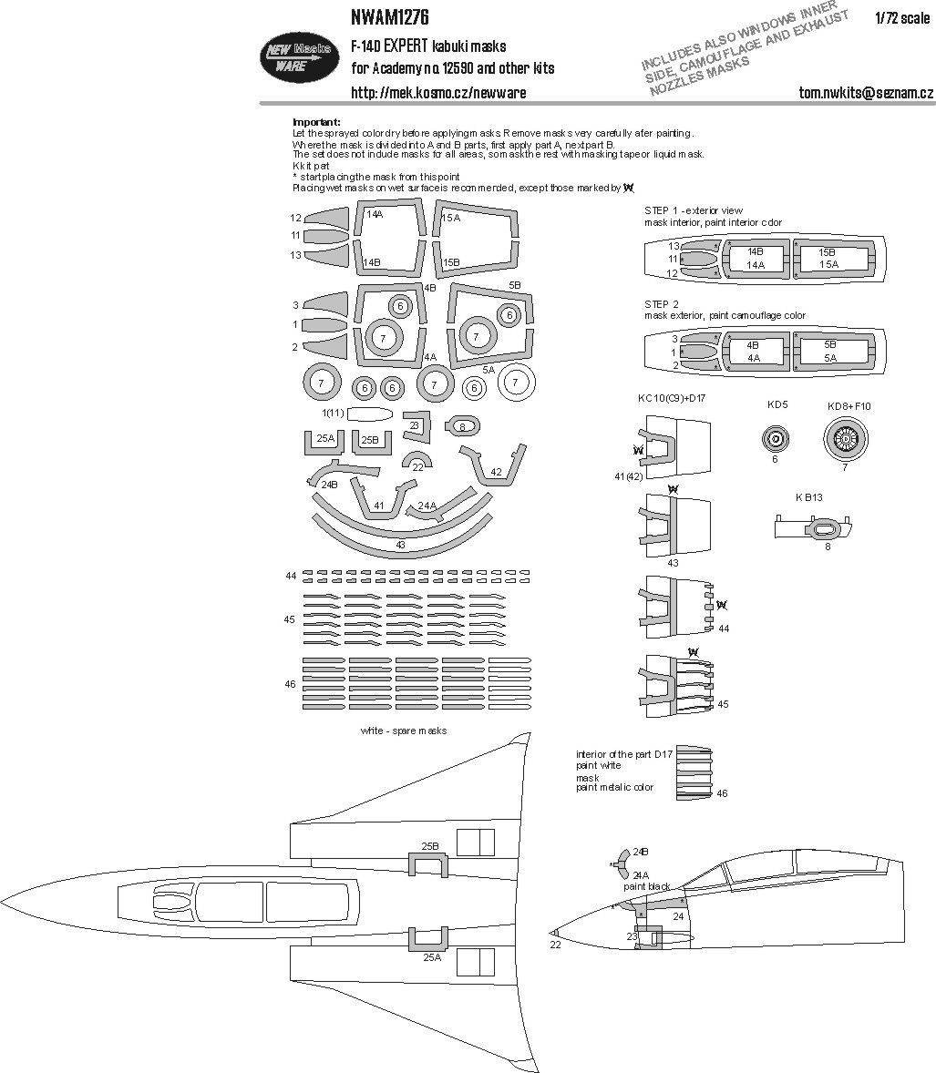 1:72 F-14D Expert kabuki masks