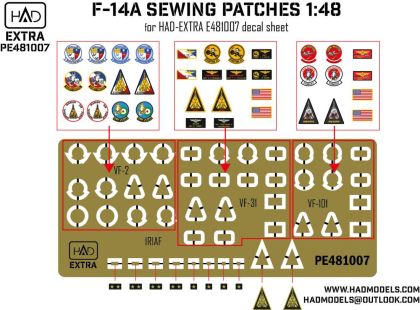 1:48 F-14A-D sewing patches VF-2 VF-101 VF-31 photo-etched parts