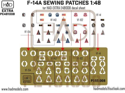 1:48 F-14A-D sewing patches VF-143 VF-154 VF-41 VF102 photo-etched part