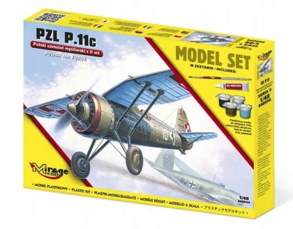 1:48 PZL P.11c Polski samolot myśliwski WWII - Model Set