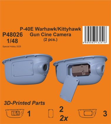 1:48 P-40E Warhawk/Kittyhawk Gun Cine Camera (N-2 type) / for Eduard kits