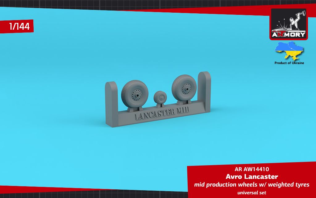 1:144 Avro Lancaster Mid Production Wheels With Weighted Tyres - Universal Set