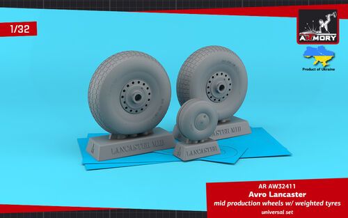 1:32 Avro Lancaster Mid Production Wheels With Weighted Tyres - Universal Set