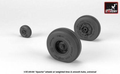 1:35 AH-64 Apache wheels w/ weighted tires, smooth hubs