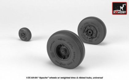 1:35 AH-64 Apache wheels w/ weighted tires, spoked hubs
