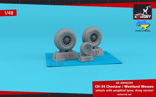 1:48 CH-34 Choctaw (Army version) / Westland Wessex wheels w/ weighted tyres
