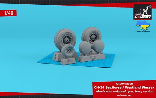 1:48 CH-34 SeaHorse (Navy version) / Westland Wessex wheels w/ weighted tyres