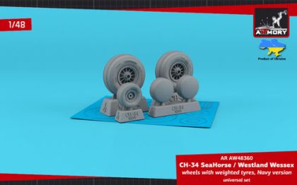 1:48 CH-34 SeaHorse (Navy version) / Westland Wessex wheels w/ weighted tyres