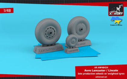 1:48 Avro Lancaster / Lincoln Late Production Wheels With Weighted Tyres - Universal Set