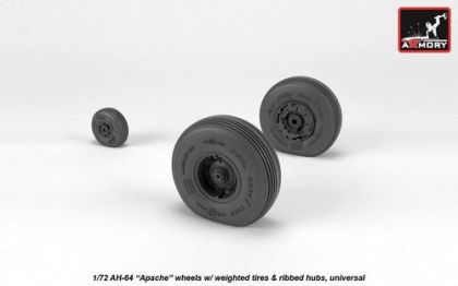 1:72 AH-64 Apache wheels w/ weighted tires, spoked hubs