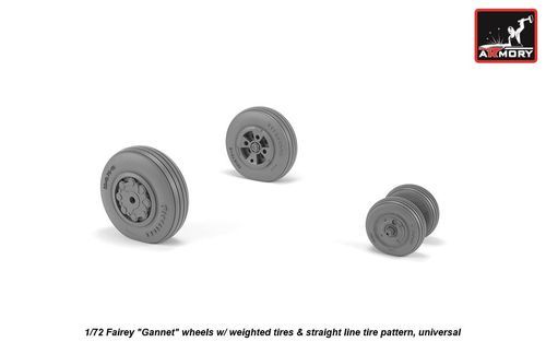 1:72 Fairey Gannet early type wheels w/ weighted tires of straight tire pattern