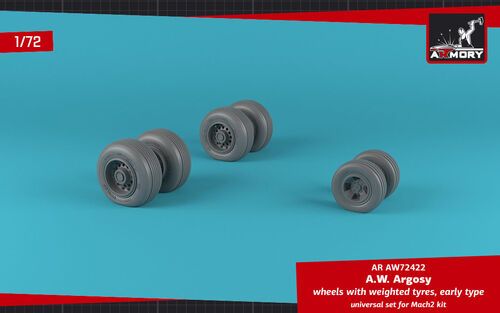 1:72 A.W. Argosy wheels w/ weighted tires, early version