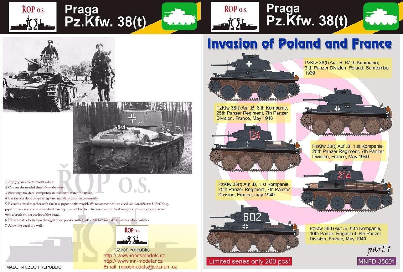 1:35 Praga Pz.Kpfw. 38(t) - Invasion of Poland and France