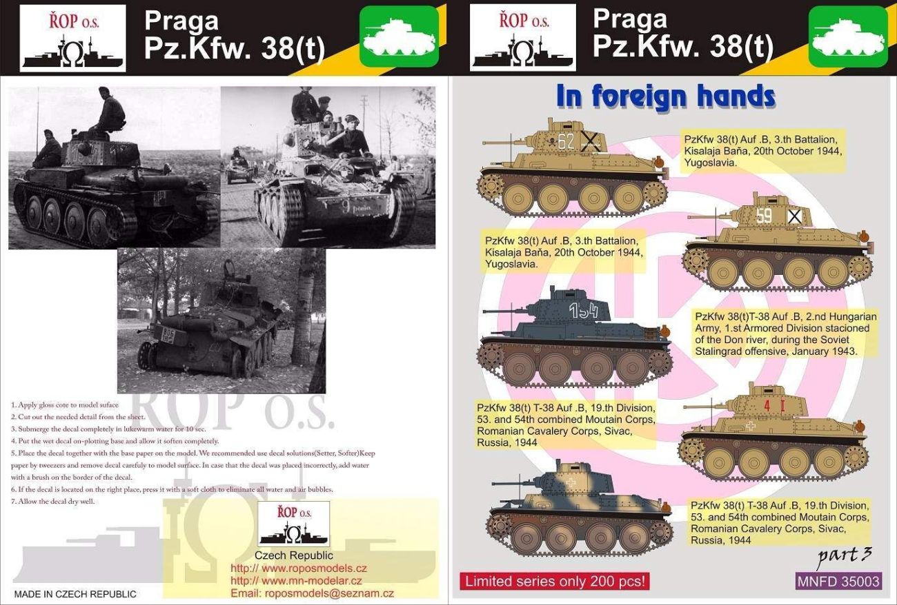 1:35 Praga Pz.Kpfw. 38(t) - In foreign hands
