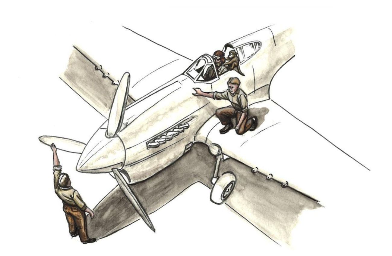 1:72 RAF Pilot Sitting in Cockpit w/Monkey on Shoulder + 2 Mechanics, Western Desert, for Special Ho