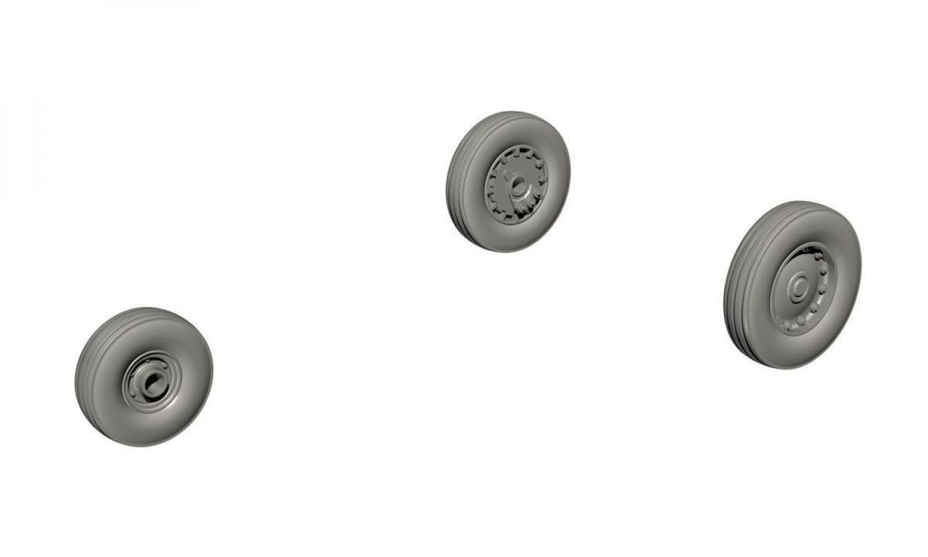 1:72 A-4C(late) and later Skyhawk Wheels (late type with plain hubs), for Fujimi, Hasegawa kits