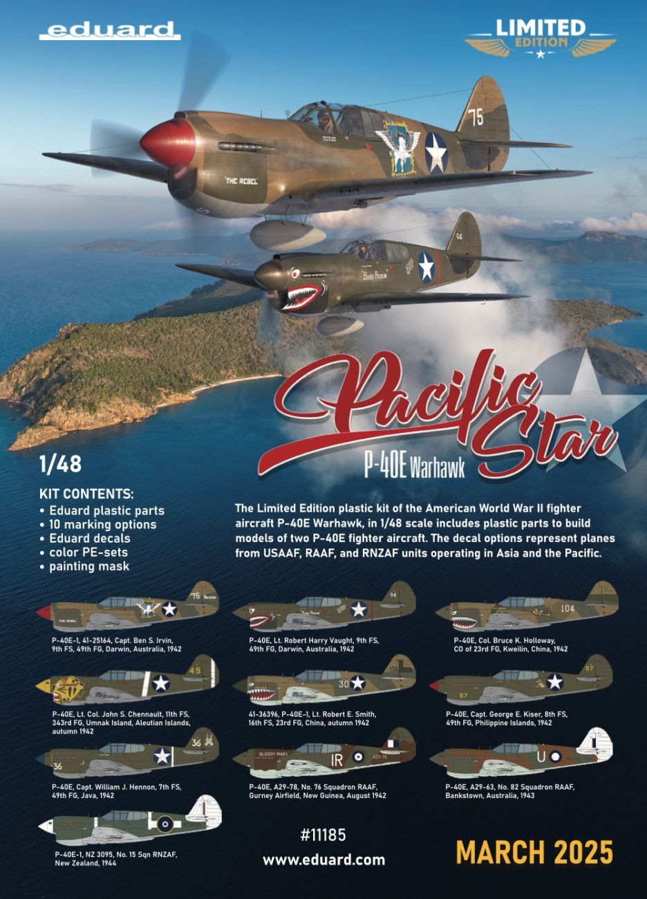 1:48 PACIFIC STAR Curtiss P-40E Warhawk DUAL COMBO